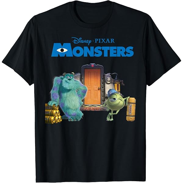 Amazon.com: Disney Pixar Monsters Inc. Blue Movie Logo T-Shirt